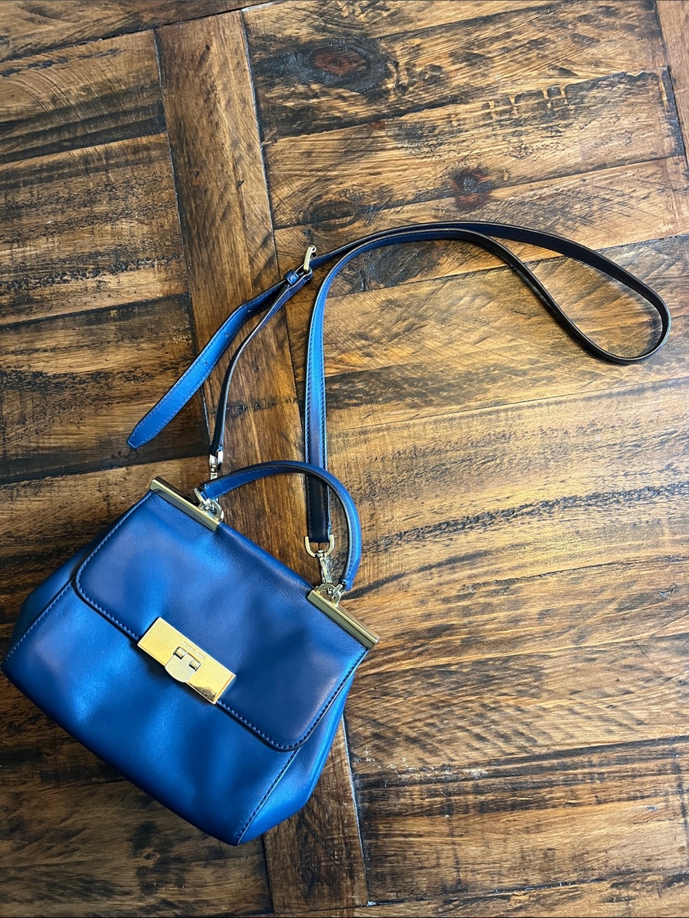 Michael Michael Kors Navy Leather Crossbody Handbag